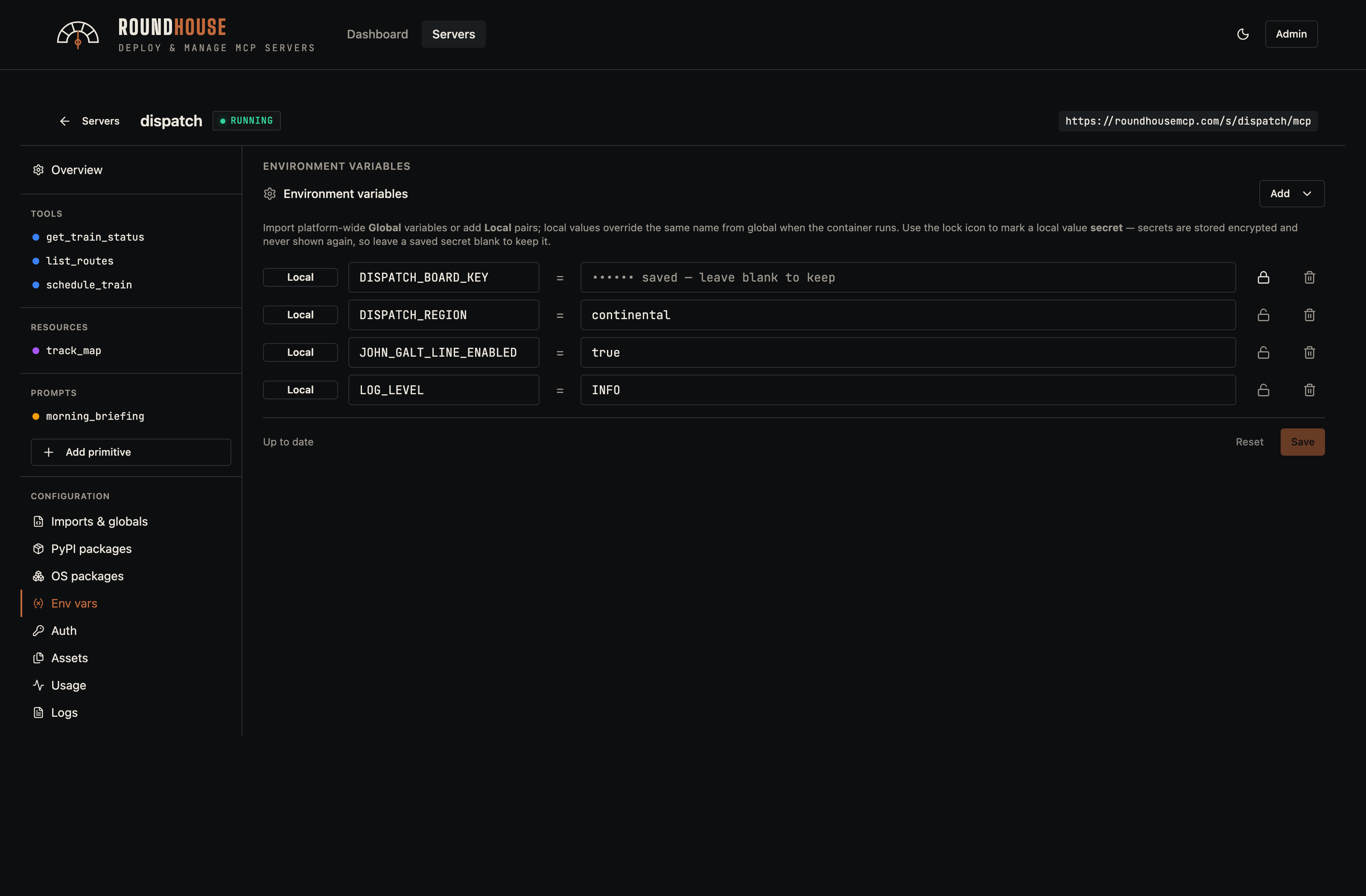 Editor — env vars